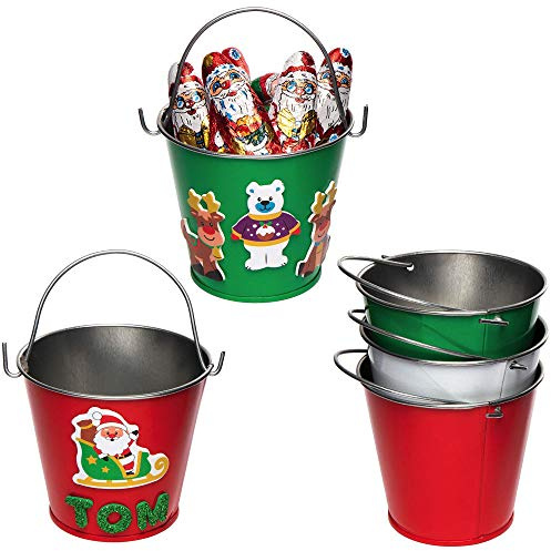 Baker Ross AX302 Mini Seau En Étain De Noël - Lot De 5, Décorations De Noël À Faire Et À Exposer Pour Les Enfants, Projet Idéal Pour Les Arts Et L'Artisanat Pour Enfants.