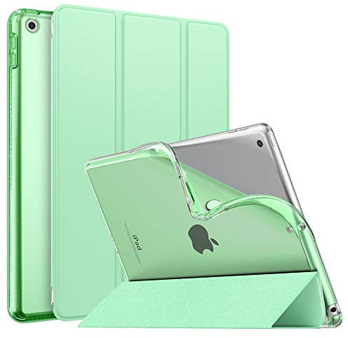 MoKo Cover per Nuovo iPad 10,2 9a Gen. 2021 / 8a Gen. 2020 / iPad 7a Gen. 2019, Custodia Ultra Sottile Leggero Tri-Fold Auto Sveglia/Sonno con Retro Semi-Trasparente in TPU, Verde