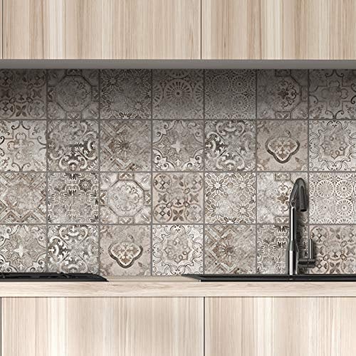 ADesign 32 Pz Adesivi per Piastrelle Bagno e Cucina 15 x15 cm Autoadesivo Decorazione Adesivo murale in PVC Impermeabile Adesivi Pavimento Parete mattonelle mosaico stile /T1015