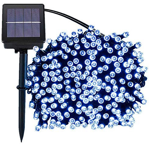 Lamker 30M 300er LEDs Lichterketten Solar Außen Blau LED Lichterkette Wasserdicht Grünes Kabel 8 Modi Dimmbar Solarlichterkette Beleuchtung Deko für Garten Terrasse Balkon Tor Hof Hochzeit