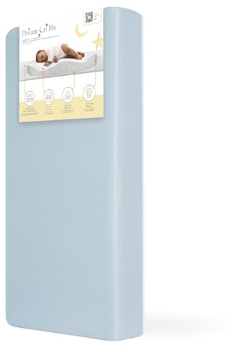 Dream On Me Snuggles Extra Firm Dual-Sided Baby Crib Mattress with Breathable Fabric, Water & Odor Resistant, GREENGUARD Gold Certified, Fits Mini & Portable Cribs (38”x 24”x 3”) - Blue Mist