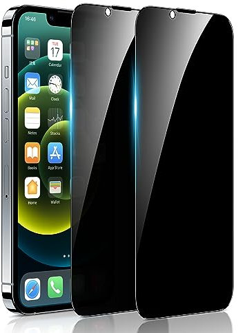BENKS Privacy Screen Protector for iPhone 13/13 Pro and iPhone 14 6.1-Inch, Anti Spy Tempered Glass Film Full Coverage, 2-Pack