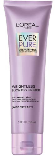 L'Oreal Paris Blow Dry Primer for 48 HR Frizz Control, Sulfate Free, EverPure 5.1 fl oz