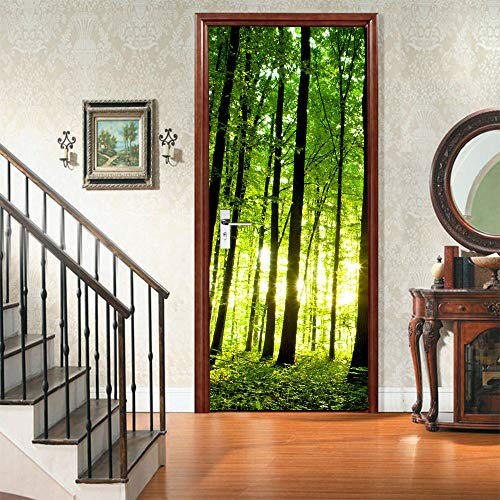 3D Türtapete Selbstklebend Türaufkleber - WALD - Türposter PREMIUM PVC Wasserfest Wandtattoo Für Schlafzimmer Wohnzimmer Tür Dekoration Tapete 88 x 200 cm