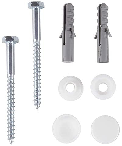 BAAB FASTENER White Cap Toilet Bidet Anchor Bolts Set Toilet Pan Floor Fixing Kit Repair Fixings Fitting Screws M6x70mm