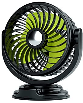 MoreChioce Ventilateur de Véhicule Portable, Ventilateur de Bureau à Rotation à 360° Ventilateur Électrique Silencieux 12V Prise Allume-Cigare Ventilateur de Circulation d'Air de Voiture Camion SUV