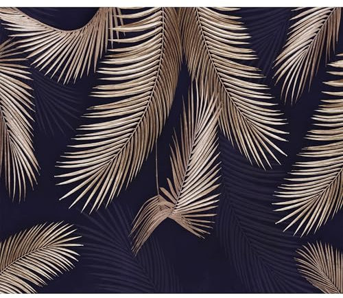 decomonkey Fototapete Blätter 400x280 cm Tapete Fototapeten Vlies Tapeten Vliestapete Wandtapete moderne Wand Wandbild Schlafzimmer Wohnzimmer Wanddeko Palmen Laub blau