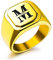OTXIXTO Anfangsring Buchstabe Siegelring für Männer Frauen Personalisierter Name Gravierter Edelstahl Modeschmuck Hochzeit Paare Vatertagsgeschenk mit Ringgröße Einsteller (Gold, Größe 62)
