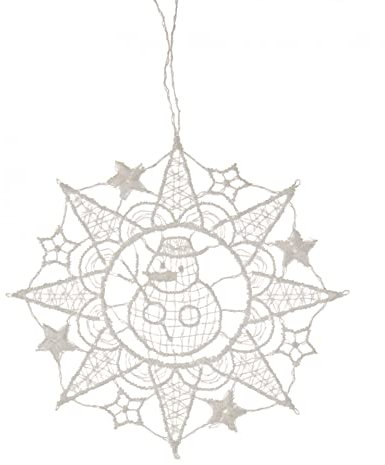 Rudolphs Schatzkiste Baumbehang Stern mit Schneemann Plauener Spitze BxHxT 7x7x0,1cm NEU Christbaumschmuck Weihnachtsbaum Anhänger
