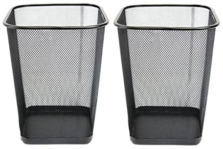 Best House | Metal Mesh Bin | Square | 9 Litres | GRAY | Metal Wire Waste Basket Bin | Paper Bin | Lightweight and Sturdy Rubbish Bin | Ideal for Kitchen Home Office Living Room Bedroom (Pack of 2)