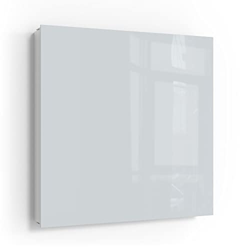 DEQORI Schlüsselkasten weiß | 30x30 cm | Unifarben - Hellgrau | Glas & Metall Schlüssel-Box | Schlüsselschrank mit 50 Haken + 2 Magnete | Moderne Design Box magnetisch & beschreibbar