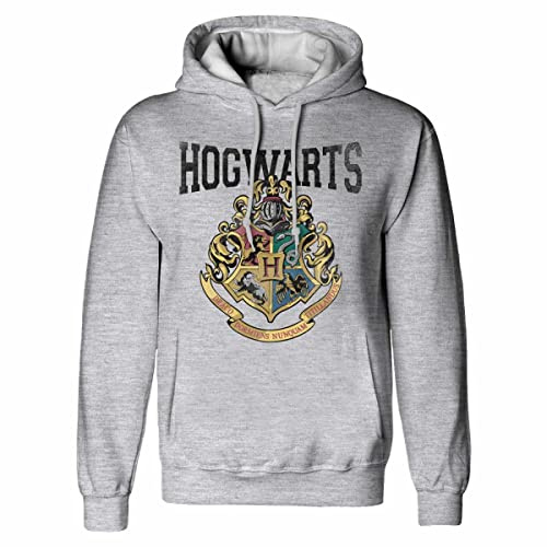 Harry Potter Unisex Erwachsene Hogwarts Wappen Hoodie, grau meliert, L