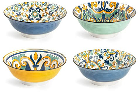 Royal Norfolk Cefalu'Lot de 4 tasses en porcelaine assorties 21 cm