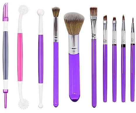 SUNTRADE Lot de 10 pinceaux de cuisson pour gâteaux, biscuits, chocolats, sucre, avec outil pour pâte à sucre et fondant