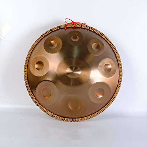 ENLLY Stahlzungentrommel Runde Steel Tongue Drum 22 Zoll 9 Tone D-Moll Zungentrommel Schlagzeug Instrument, Neuntönige Tonleiter Instrumente Mit SchlagzeugschläGeln, Tragetasche (Color : Gold)