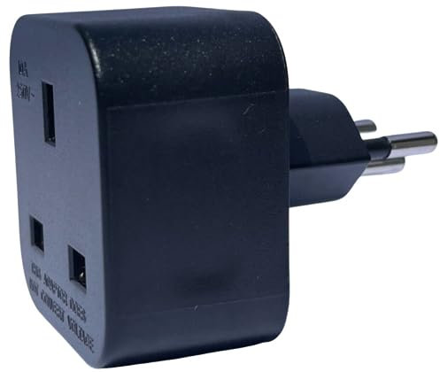 UK to Swiss Switzerland Travel Adaptor Adapter 3 Pin Plug