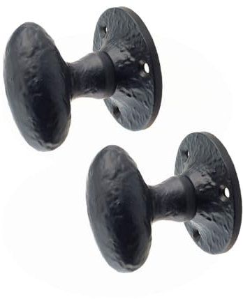 Manor Cast Iron Oval Mortice Door Knob Black Sprung Heavy Duty