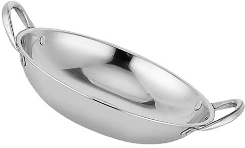 Alipis Olla Wok Olla De Caldo Wok De Acero Al Carbono Sartén Todos Los Días Fondue Olla Para Woks y Sartenes Para Saltear Wok De Fondo Kadai Cacerola Pequeña Comercial Acero Inoxidable
