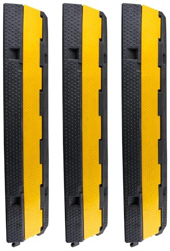BEVDICNC Kabelschutzmatte 3 Stück 2 Kanal, 100 x 25 x 5 cm Überfahrschutz für Kabel, Kabelbrücke Schlitz interne Skala H3.2cm*W3.2cm mit Modularem Design für Parkplätze, Lagerhäuser
