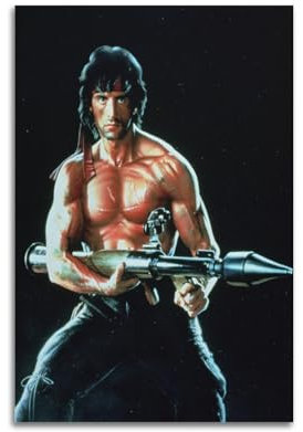 DATOZA Sylvester Stallone Rambo 2 Poster Dekorative Malerei Leinwand Wandkunst Wohnzimmer Poster Schlafzimmer Malerei,Wandkunst Bilddruck Moderne Familienzimmer Dekor 12x18inch(30x45cm)