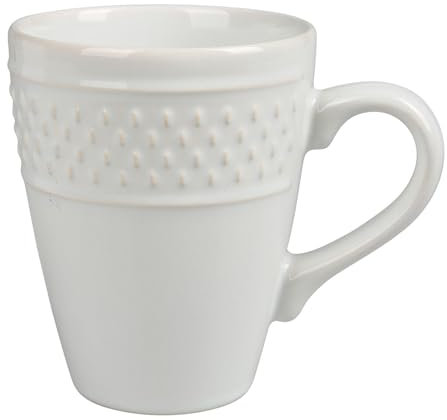 GENEVIEVE LETHU Taza de loza de 35 cl, diseño de grano de arroz, diámetro 8,5 cm, altura 11 cm, color blanco
