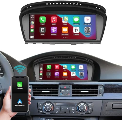 Ninetom 8.9 Zoll Car Radio, CarPlay/Android Auto/Mirrorlink/GPS für BMW CIC 3/5 Series E60 E61 E90 E91 E92 (2010-2012), Auto-Touchscreen-Autoradio-Empfänger, integrierter DSP