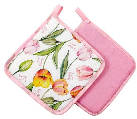 Festa mamma presina quadrata - Primavera Estate - Ideale Come Regalo e Decorazione da Tavolo - Made in Italy (TULIPANO ROSA)