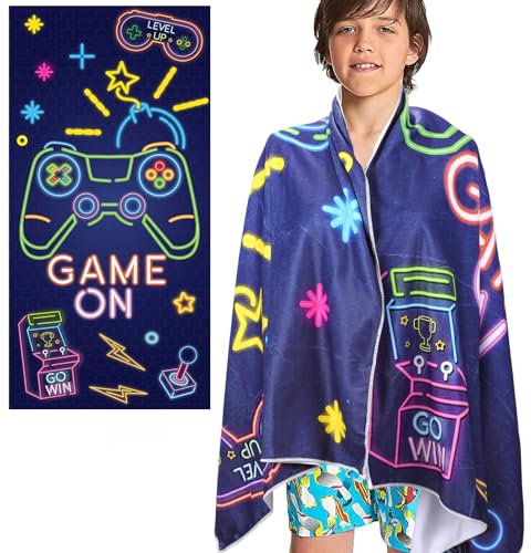 Lancry Beach Towels for Kids, 30” x 60” Super Absorbent Quick Dry Microfiber Bath Towel for Shower Swimming Pool Travel Camping, Summer Soft Cotton Beach Blanket Sand Proof Towel for Boys Girls