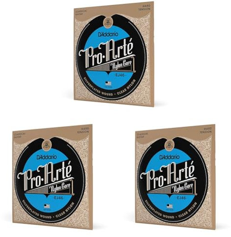 D'Addario EJ46 Pro-Arte Hard Classical Guitar Strings (Paquete de 3)