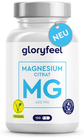 Magnesiumcitrat Kapseln - Elementar und Hochdosiert - 120 Kapseln Tri-Magnesium Dicitrat hoch bioverfügbar - Vegan, laborgeprüft und ohne Zusätze in Deutschland hergestellt