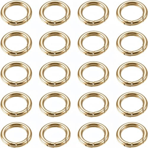 PLABBDPL 20 stück Karabiner Rund, Karabinerhaken Rund 20mm, Runder Karabiner Gold, Karabiner Ring, Schlüsselanhänger Ringe für Tasche Schmuck Schlüsselring Hundeleine DIY Handwerk Machen