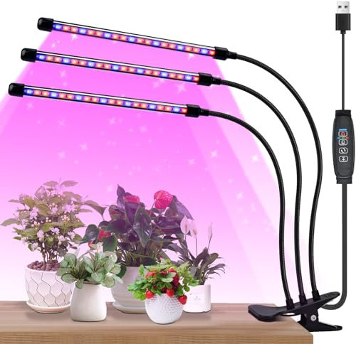 ALFFREUDE Lámpara de Cultivo LED para Plantas, Full Spectrum con UV, Temporizador Automático - 3 Modos y 10 Niveles de Luminosidad