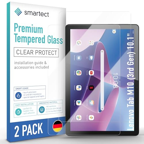 smartect Cristal Templado 2 Piezas para Lenovo Tab M10 (3rd Gen) 10.1 | Protector Pantalla HD Antiarañazos, Vidrio Templado 0.3 mm Ultra Transparente, Dureza 9H, Resistente a Impactos, Sin Burbujas