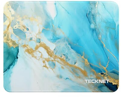 TECKNET Mauspad, 28 x 21 cm Gaming Mousepad mit Wasserdicht und Rutschfester Gummi für PC-Büro, Arbeit, Gaming, Studium, Laptop, Computer, Zuhause-Marmormuster