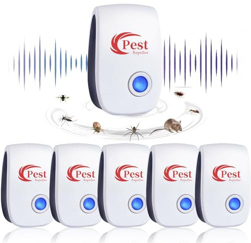 Repelente Ultrasónico de Plagas, 6 Pack Electrónico Repelente Mosquitos Control de Plagas, Repelente Ultrasónico Mosquitos para Anti Mosquitos, Moscas, Ratones, Cucarachas, Arañas, Roedores