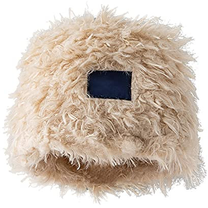 Haarkappe Braids Haarhaube Trockner Dauerwelle Winter-Warmer Netter weiblicher Plüsch-Lamm-Student, der ausgesetztes Waschbecken-Hut-Hut pendelt Mütze Schal Damen Gelb Mütze Schal (Beige, One Size)