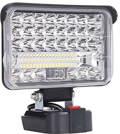 TIKATARER Faro Lavoro a LED per Esterni, 144W 7200LM Lampada Lavoro a LED Senza Fili, Faretti a intensità Regolabile Compatibile con Batterie 18 V, con Supporto Regolabile per