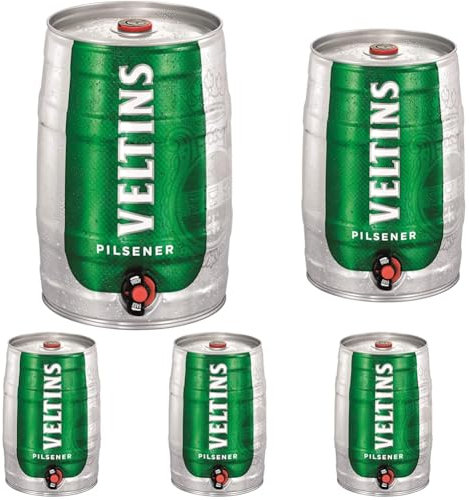 VELTINS Pilsener, Pfandfrei (1 x 5 l Partyfass) (Packung mit 5)