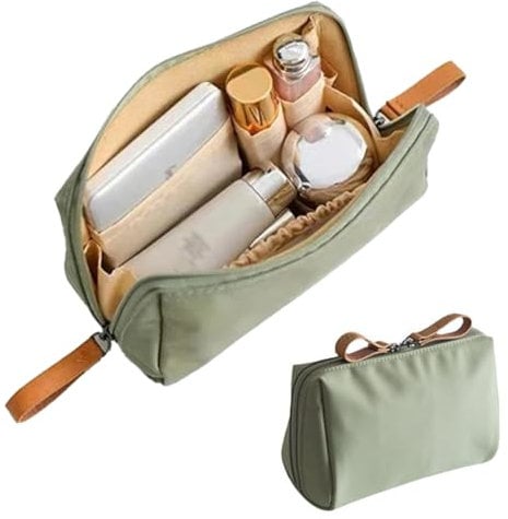 XPEX 1 Stück Schminktasche Klein, Kulturtasche Damen Klein, Tragbare Kosmetiktasche Damen, Kleine Multifunktions-Aufbewahrungstasche, Kosmetik Lagerung Für Reise Schlafzimmer, Bad(Grün) (Grün)