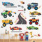 DECOWALL DS9-8083 Wandtattoos Rennautos Transporte Aufkleber Jungenzimmer Fahrzeuge Kinderzimmer Schlafzimmer Spielzimmer bunt Spielzeug Straße Abziehen und ankleben abnehmbar Heimdekoration
