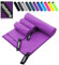 Fosdaling Mikrofaser Handtuch 3er Set - Groß 200×100cm & 2 Klein 80×40cm, Schnelltrocknend Microfaser Sporthandtuch, für Reisehandtuch, Badetuch, Fitness & Sport Handtücher und Strandtuch (Lila)