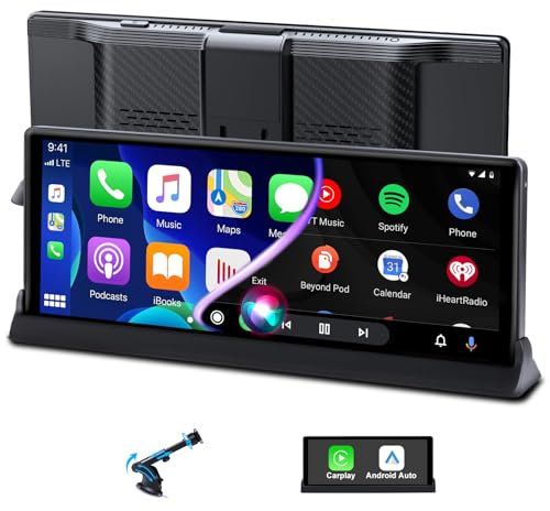 Schermo per Auto 10,26 Pollici Carplay Android Auto Driveplay, Schermo Carplay con Staffa in Piedi Super Link Aggiornamento OTA Supporto Navigazione GPS Controllo Vocale Plug and Play