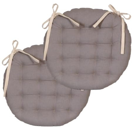 Atout Ciel Stuhlkissen, rund, zweifarbig, Durchmesser 40 cm, Beige/Grau, 2 Stück