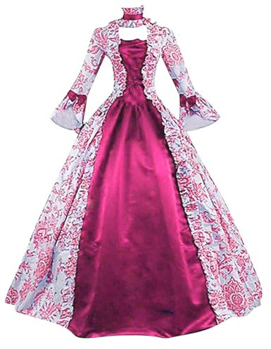 Zeiayuas Robe Médiévale Femme avec Manches Trompette Rétro Reine Femme Robe Victorienne Médiévale Renaissance Gothique Maxi Carnaval Halloween Cosplay Grandes Tailles Fête Princesse Costume Longue