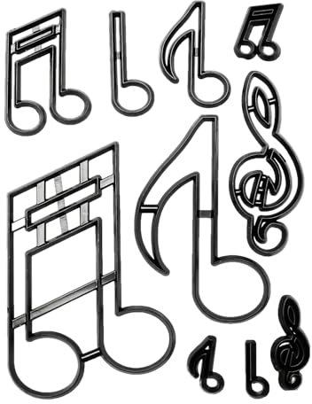 Tabanzhe 10PCS Music Notes Cookie Cutters-Musical Theme Fondant Biscuit Cutter for Cake Decorating DIY Baking Craft Pastry Fondant Clay Cutting Tool