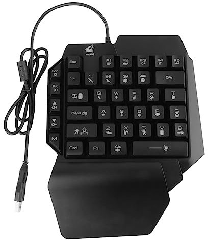 HOMSFOU Teclado para Juegos con Control De Una Sola Mano RGB Retroiluminado Color Negro