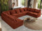 MKS MEBLE Sofa U-Form, Wohnlandschaft, Couch, Ecksofa, Couchgranitur, Polsterecke, Big Sofa XXL, Polstergarnitur - Verso U 9M - Orange Plüsch