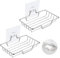 Lot de 2 porte-savon sans perçage en acier inoxydable - Porte-savon mural pour douche, éponge, salle de bain, cuisine