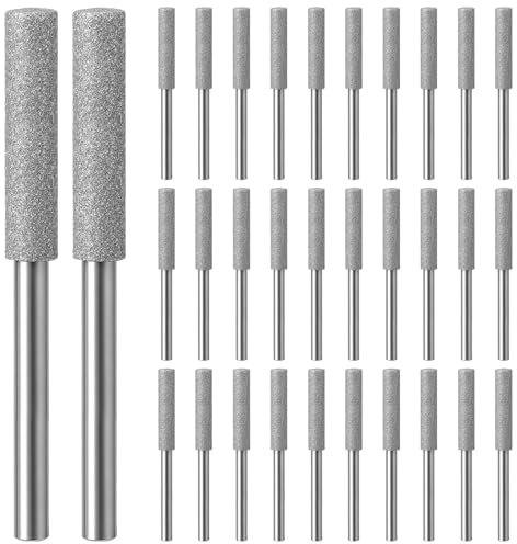 Diamant Kettensäge Schärfgerät 30 Stück Kettensäge Schärfgerät Hohe Härte Kettensägenschärfer Schleifkopfdurchmesser 3,8mm Länge 4,8 cm