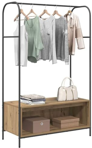 vidaXL Clothes Rack Brown Oak 100 x 44 x 160 cm Engineered Wood | Loads of space for your clothes, Tough metal and wood construction, Chic artisan oak finish fits in with any decor